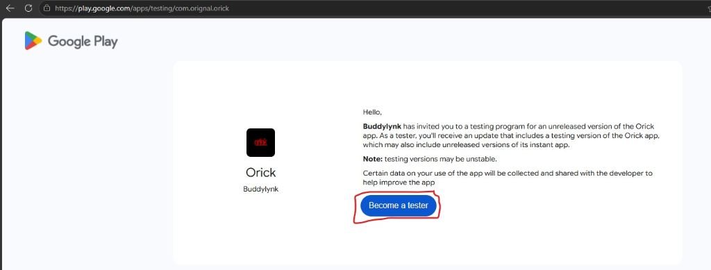 Google Play Become a Tester